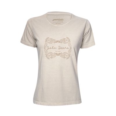 Remera John Deere de mujer blanca naturaleza