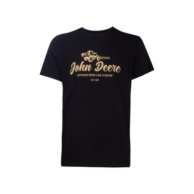 Remera John Deere Negro con logo Pulverizador
