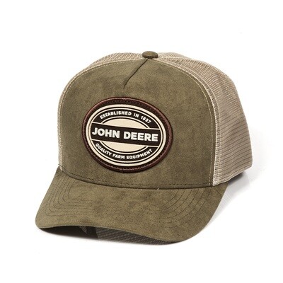 Gorro John Deere Verde Militar C/Malla - Logo Oval
