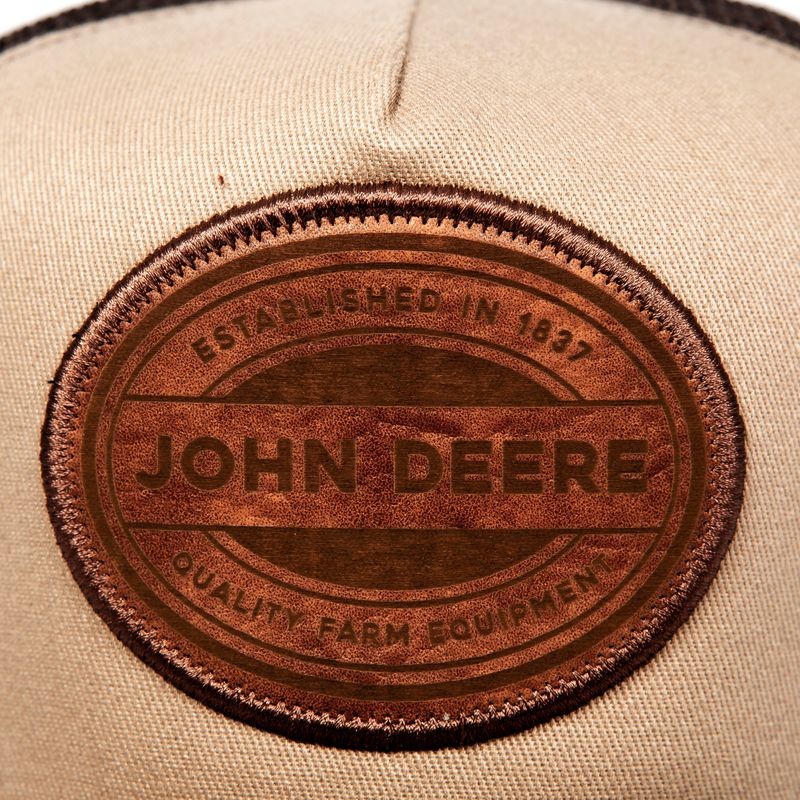Gorro John Deere Cuero y Malla Logo Oval - Beige/Marrón