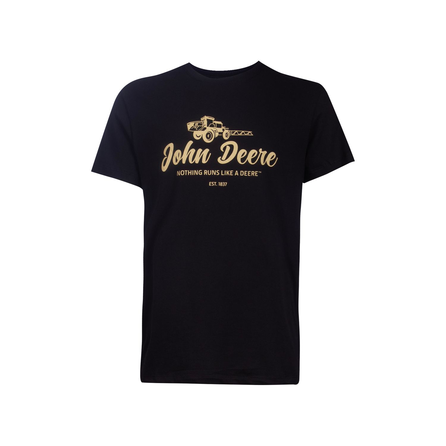 Remera John Deere Negro con logo Pulverizador