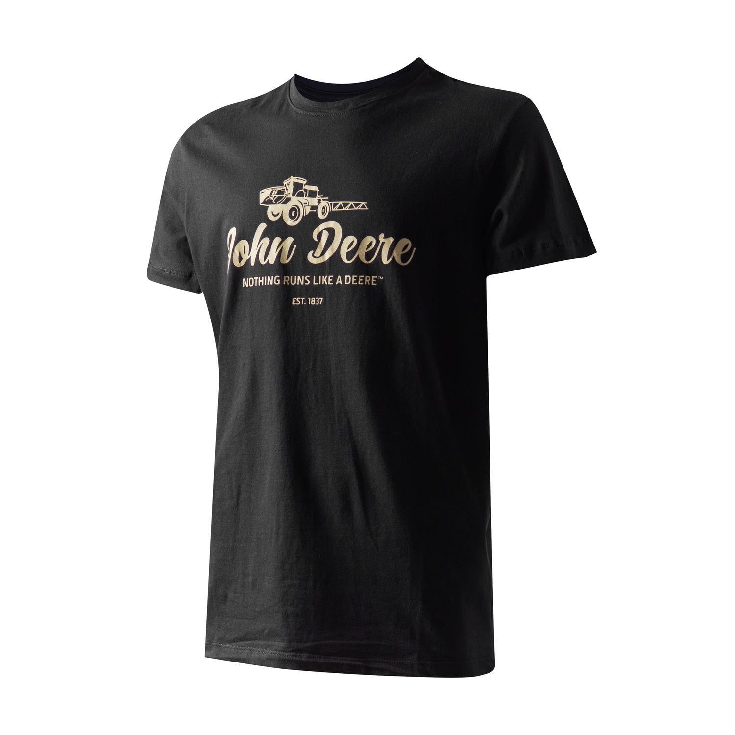 Remera John Deere Negro con logo Pulverizador