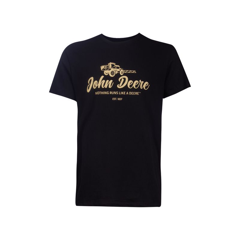 Remera John Deere Negro con logo Pulverizador