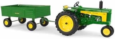 Tractor ERTL con vagón de barcazaJohn Deere 730 Escala 1/16 Tractor ERTL con vagón de barcazaJohn Deere 730 Escala 1/16