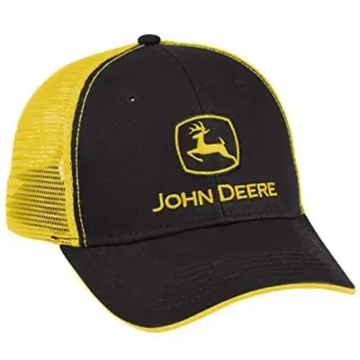 Gorro John Deere Negro Malla Amarilla