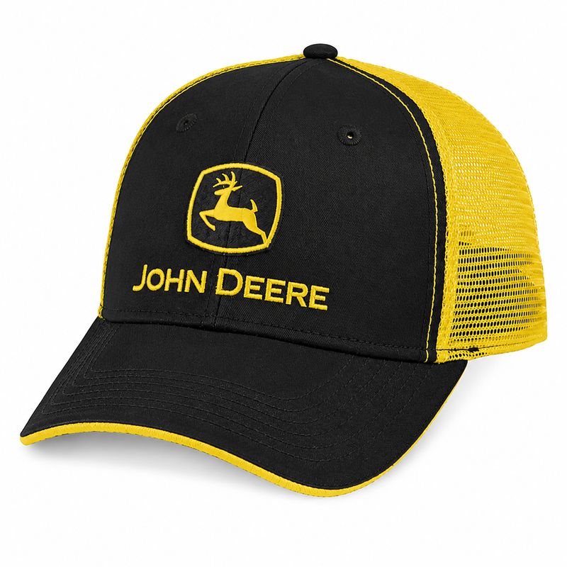 Gorro John Deere Negro Malla Amarilla