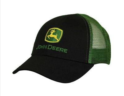 Gorro John Deere Negro Malla Verde
