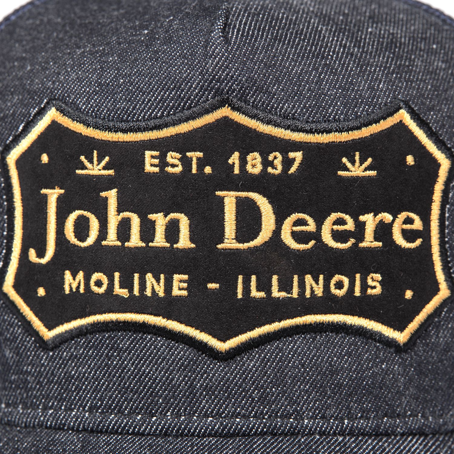 Gorro John Deere Azul C/Malla - Letras Negro/Dorado