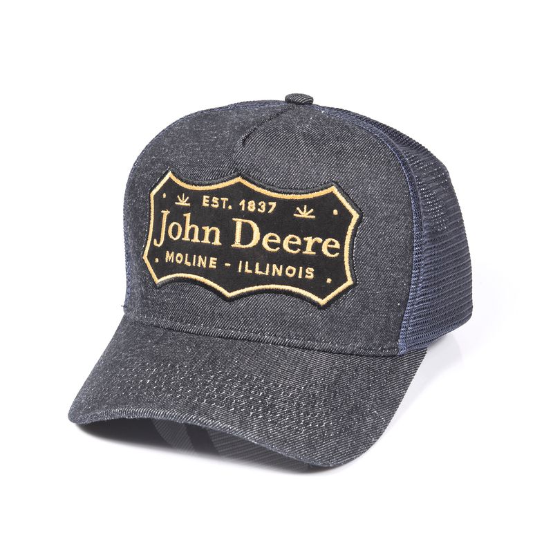 Gorro John Deere Azul C/Malla - Letras Negro/Dorado