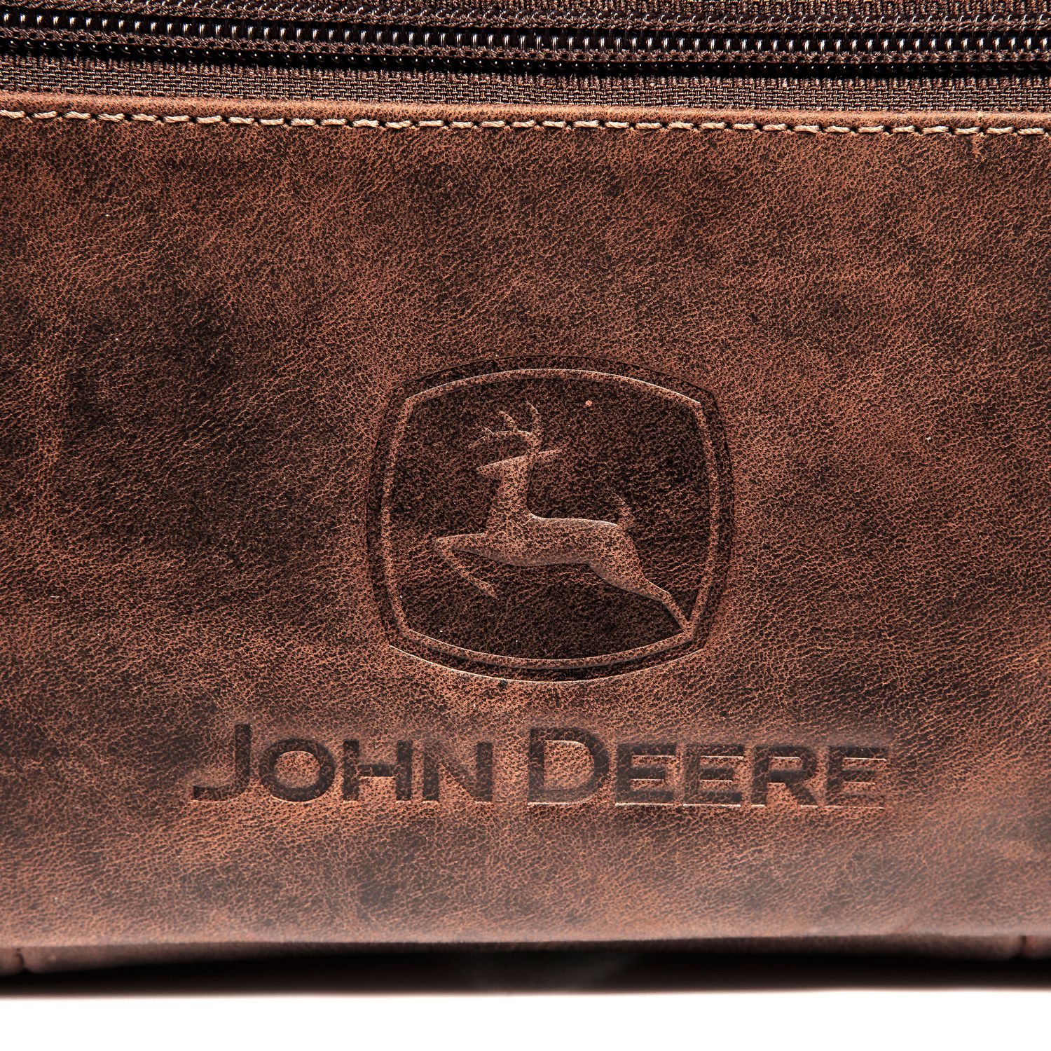 Neceser John Deere de Cuero Cierre Recto - Marrón
