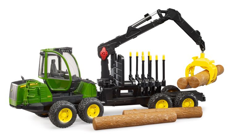 Forwarder Forestal John Deere 1210G con Grúa y Troncos - Escala 1/16