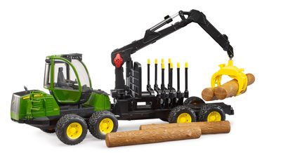 Forwarder Forestal John Deere 1210G con Grúa y Troncos - Escala 1/16