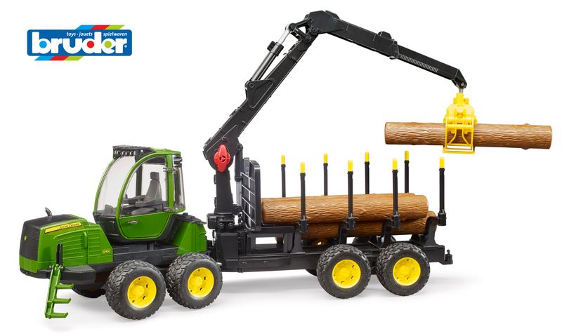 Forwarder Forestal John Deere 1210G con Grúa y Troncos - Escala 1/16