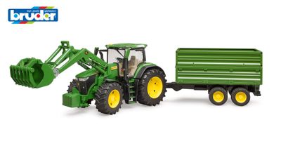 Tractor John Deere con Cargador Frontal, Garra para Silo y Acoplado Volcador - 1/16 Tractor John Deere con Cargador Frontal, Garra para Silo y Acoplado Volcador - 1/16