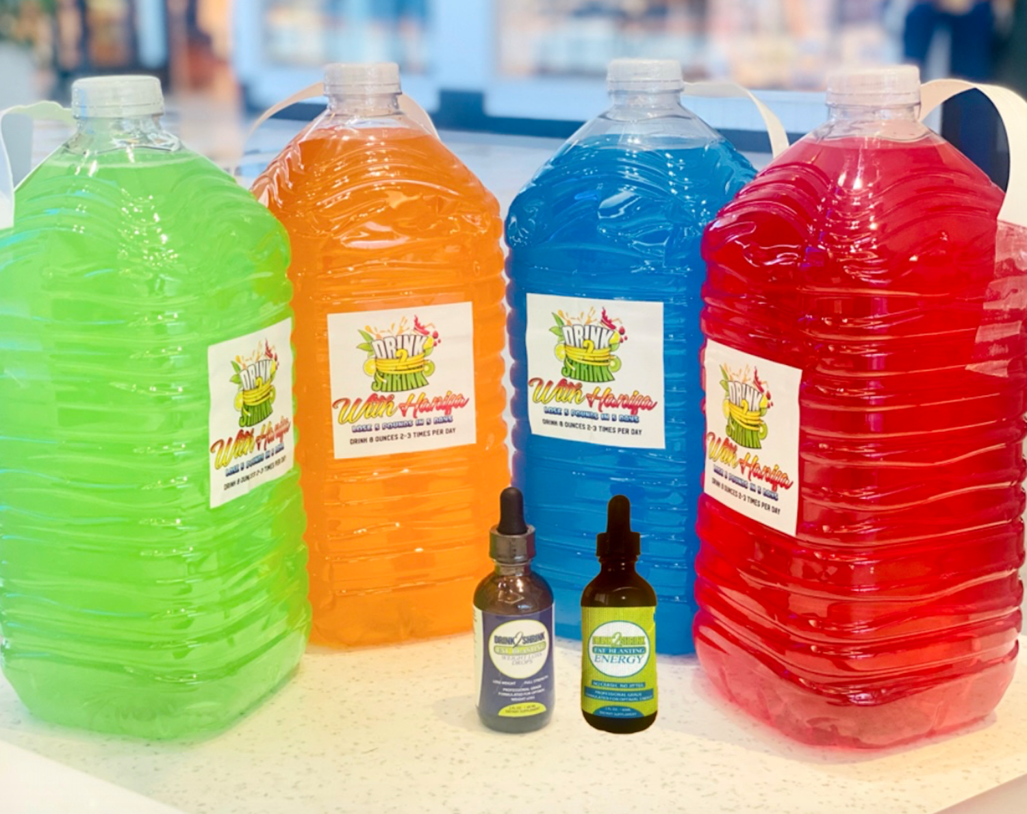 DRINK2SHRINK FAT BLASTING ULTIMATE SYSTEM With 4 Weeks Drink2Shrink, 1 Bottle Fat Blasting Drops and 1 Bottle of Energy Drops (Not Premade)