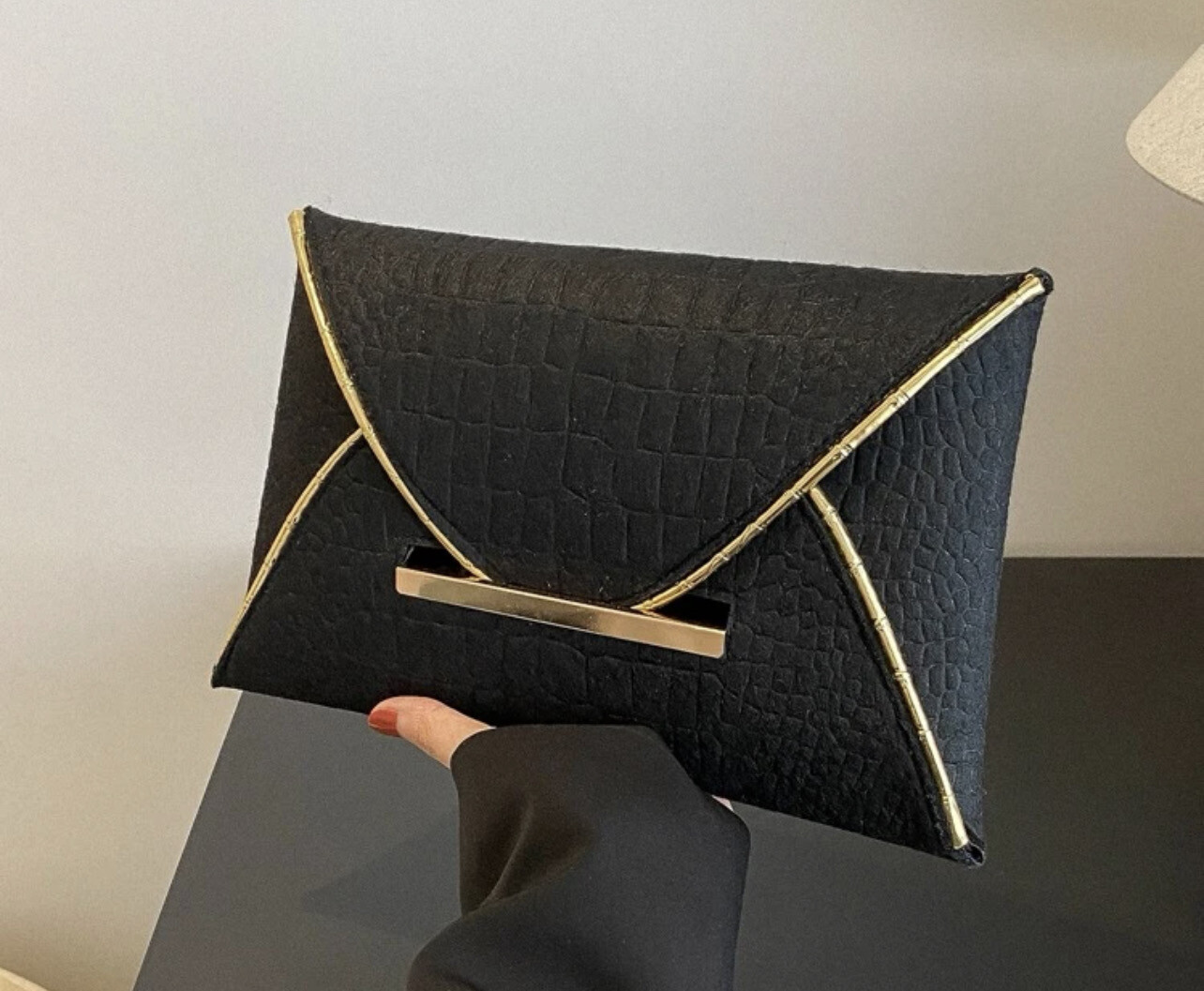 Black Embossed Envelope Bag