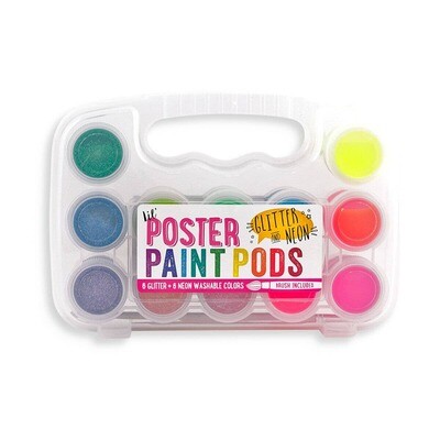 OOLY - Lil' Paint Pods Neon & Glitter Poster Paint - Set of 12