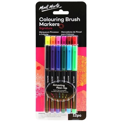 MONT MARTE Adult Colouring Brush Markers - 12pcs