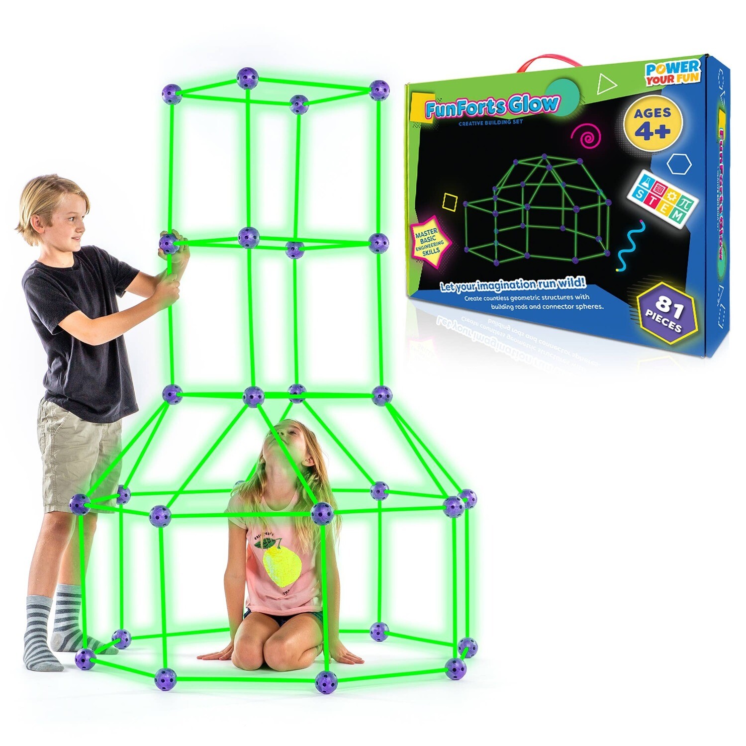 Fun Forts Tent for Kids - 81 Pack STEM Toys