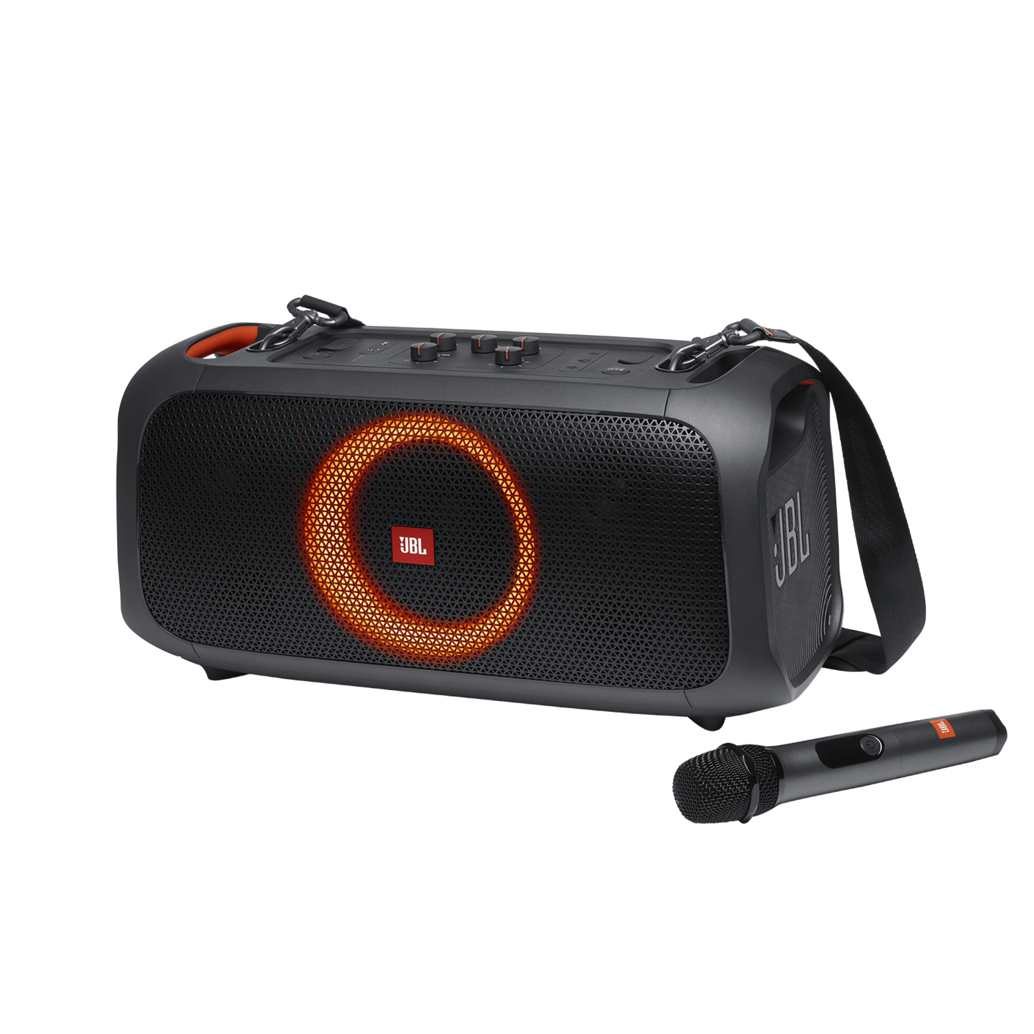 JBL PartyBox On-The-Go - Portable Party Speaker with Built-In Lights and Wireless Mic