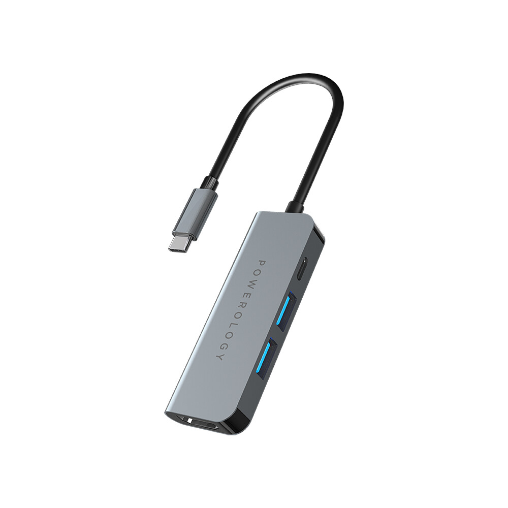 Powerology 4 in 1 USB-C Hub with HDMI & USB 3.0