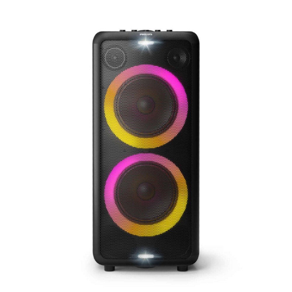 Philips Portable Bluetooth Party Speaker with Dual Woofers, Party Lights and Built-in Carry Handle
