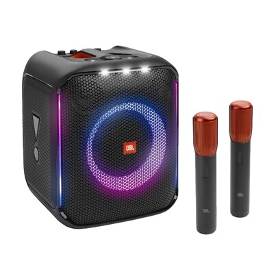 JBL Partybox Encore with 2 Wireless Mics - Portable Party Speaker with Powerful 100W Sound, Built-In Dynamic Light Show and Splash Proof Design