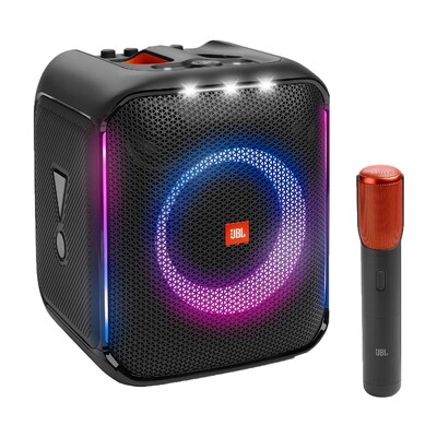 JBL Partybox Encore with Wireless Mic - Portable Party Speaker with Powerful 100W Sound, Built-In Dynamic Light Show and Splash Proof Design