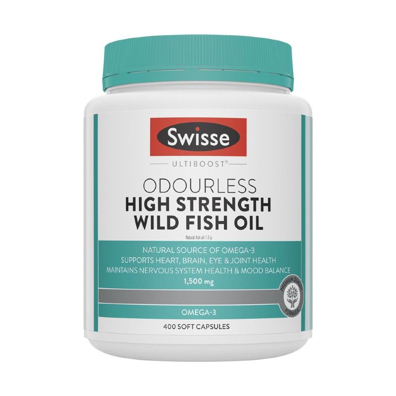 Swisse Ultiboost Odourless High Strength Wild Fish Oil 1500mg - 400 Capsules