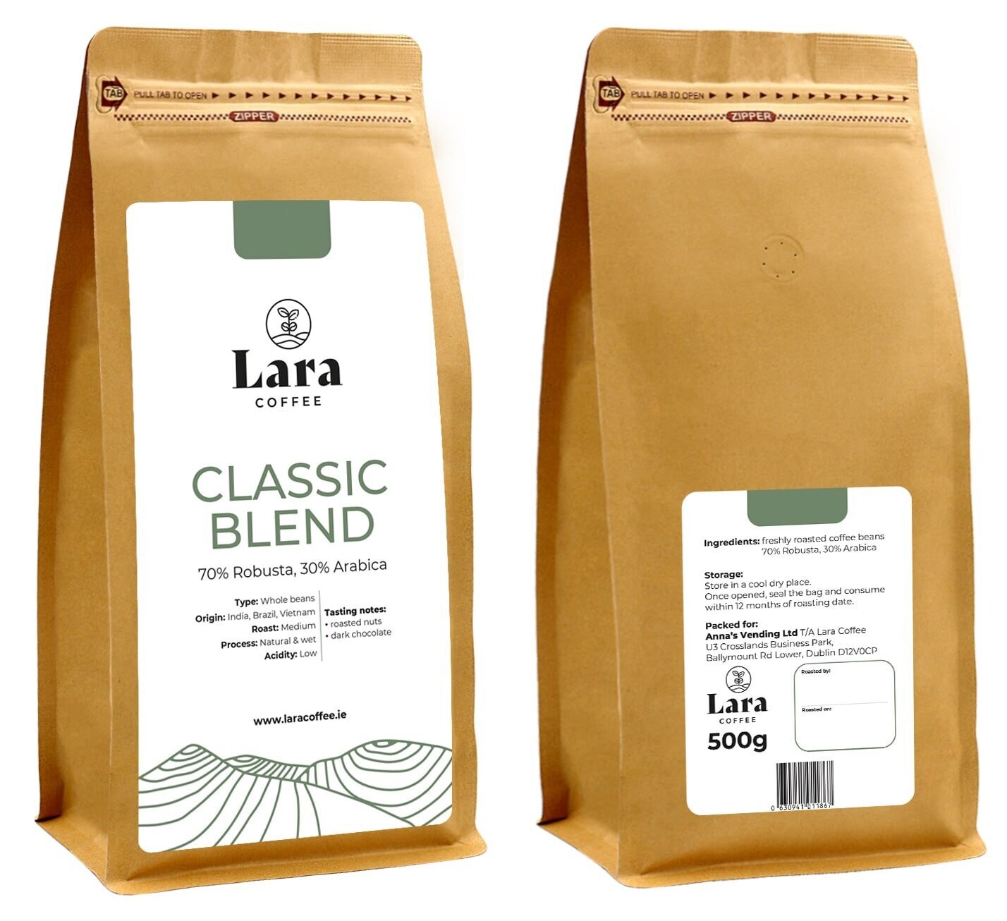 Lara Coffee Classic Blend Whole Beans 500g