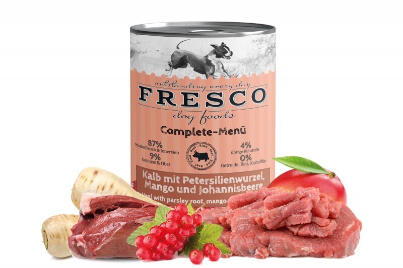 FRESCO Complete-Menü Kalb mit Petersilienwurzel, Mango und Johannisbeere (haltbares B.A.R.F.)