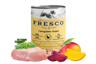 FRESCO Complete-Menü Huhn mit Zucchini, Mango und Rote Beete (haltbares B.A.R.F.)