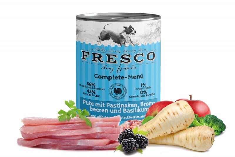 FRESCO Complete-Menü Pute mit Pastinaken, Brombeeren und Löwenzahn (haltbares B.A.R.F.)