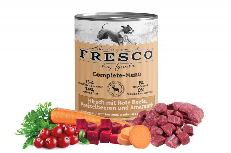 FRESCO Complete-Menü Hirsch mit Rote Beete, Preiselbeeren und Amaranth (haltbares B.A.R.F.)