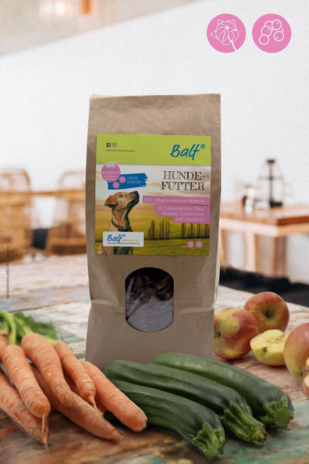 BALF® Schwein/Obst/Gemüse/mit Leinkuchen und Sanddorn hypoallergen (Hund)
