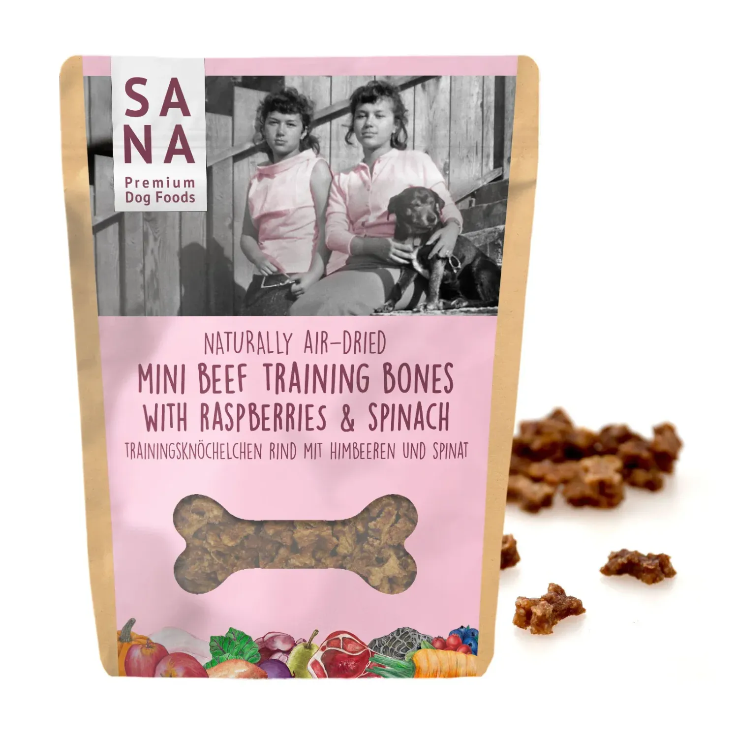 Trainingsknöchelchen Rind mit Himbeeren und Spinat SANA DOG