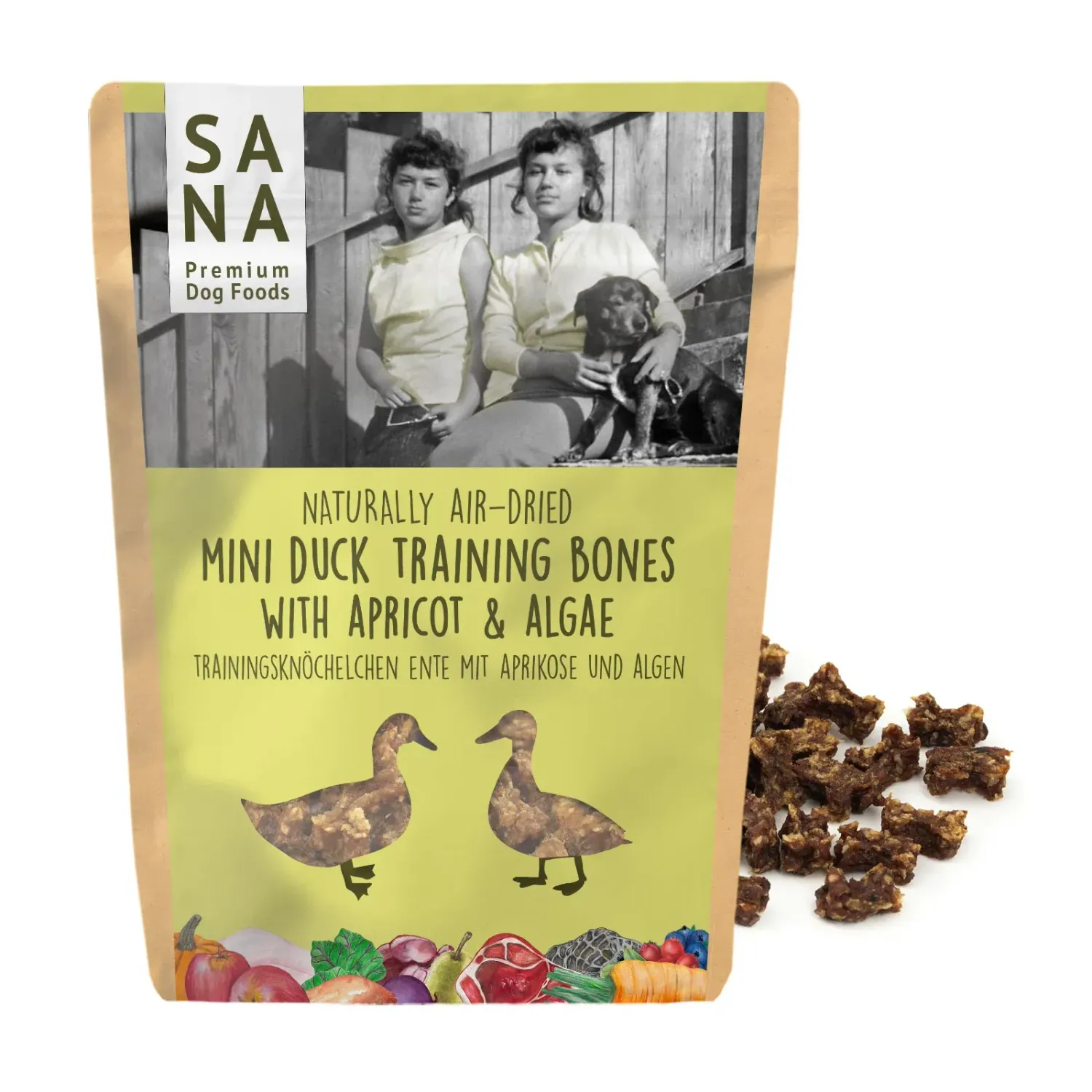 Trainingsknöchelchen Ente mit Aprikose und Alge SANA DOG