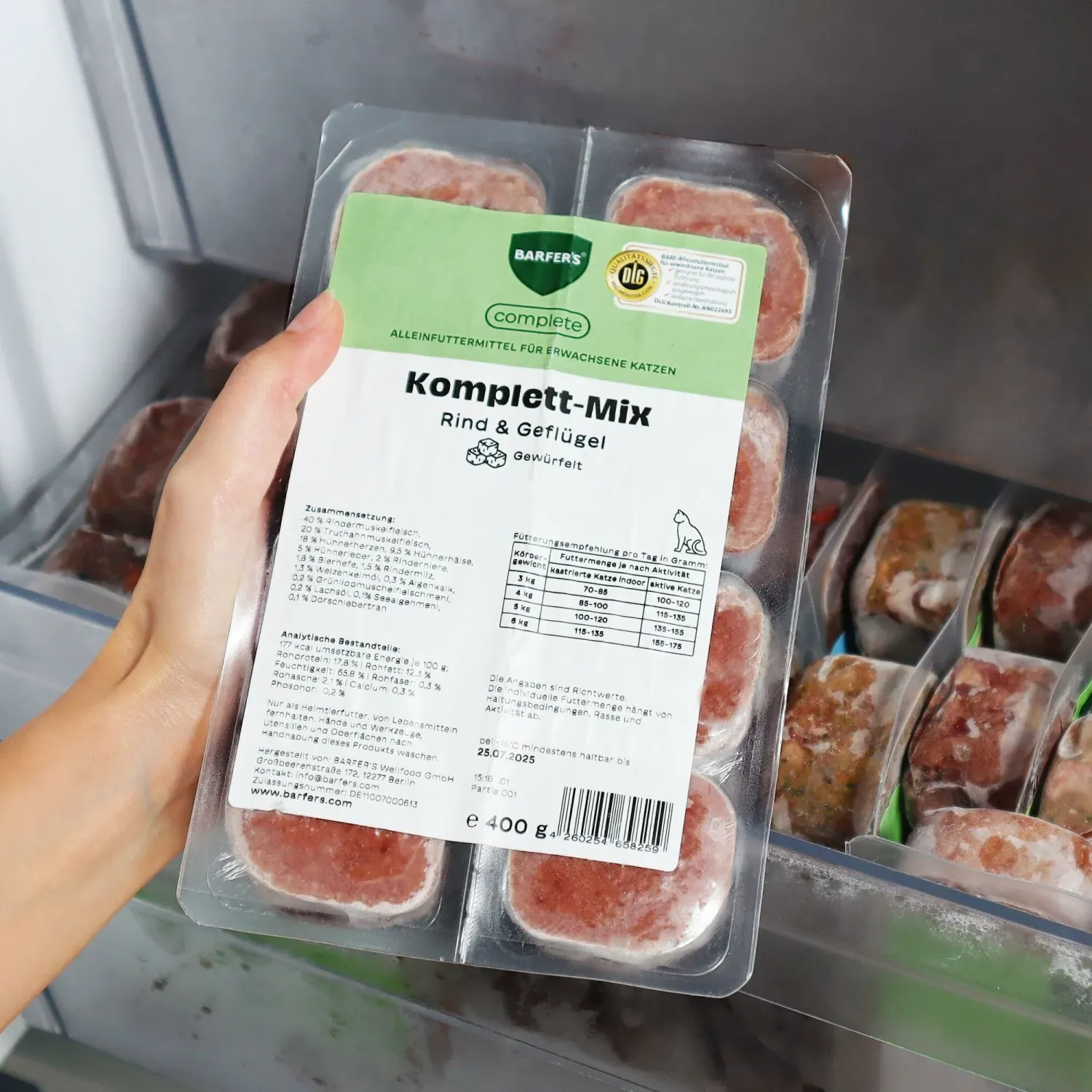Komplettmix Rind mit Geflügel für Katzen WÜRFEL