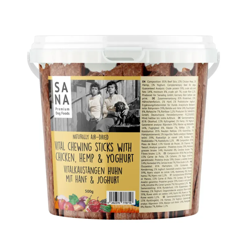 Vitalkaustange Huhn mit Hanf und Joghurt SANA DOG Vitalkaustange Huhn mit Hanf und Joghurt SANA DOG