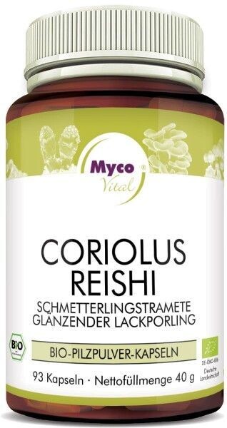Mycovital CORIOLUS-REISHI Bio-Pilzpulver-Kapsel(SONDERMISCHUNG 3 GLÄSER) Mycovital CORIOLUS-REISHI Bio-Pilzpulver-Kapsel(SONDERMISCHUNG 3 GLÄSER)