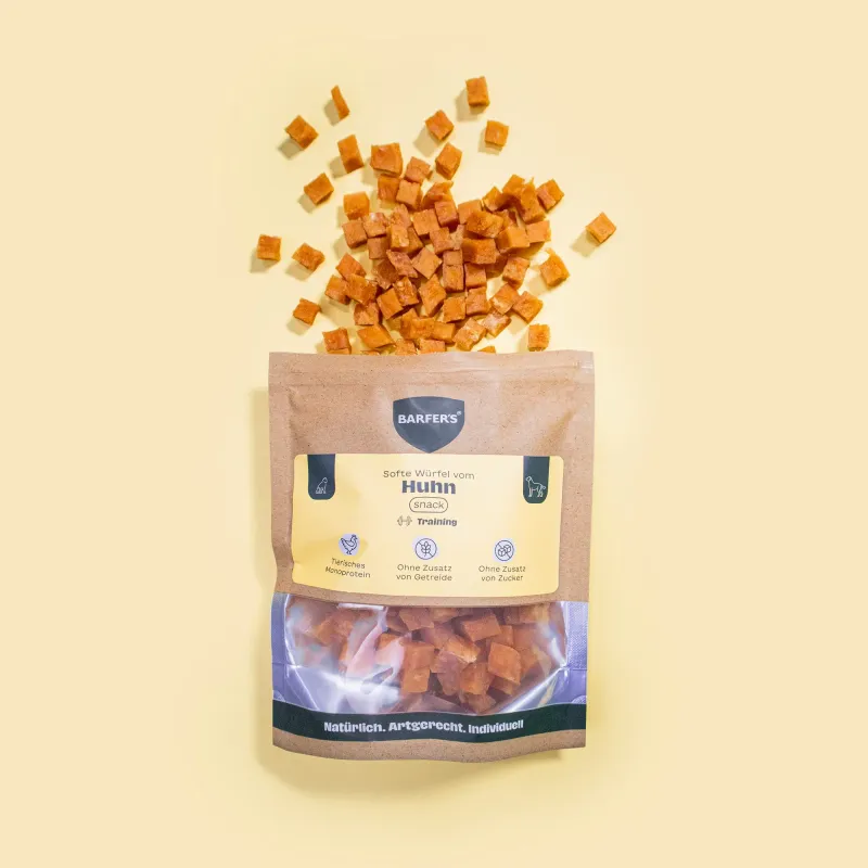 Softe Würfel vom Huhn Trainingsleckerchen