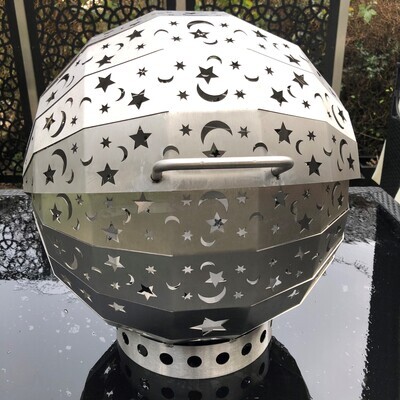 Large Stainless Steel Globe Firepit Moon & Stars