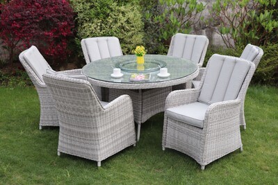 Cumbria 6 Seat Round Set - Verona Chairs & Lazy Susan Cumbria 6 Seat Round Set - Verona Chairs & Lazy Susan