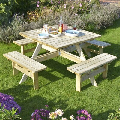 Square timber picnic table 1980mm, x1980mm Square timber picnic table 1980mm, x1980mm