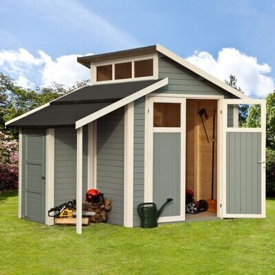 7×10 Skylight Shed With Store – Painted Light Grey 7×10 Skylight Shed With Store – Painted Light Grey