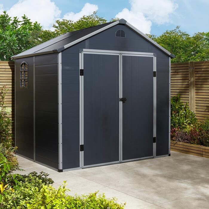 8×6 Airevale Plastic Apex Shed – Light or Dark Grey