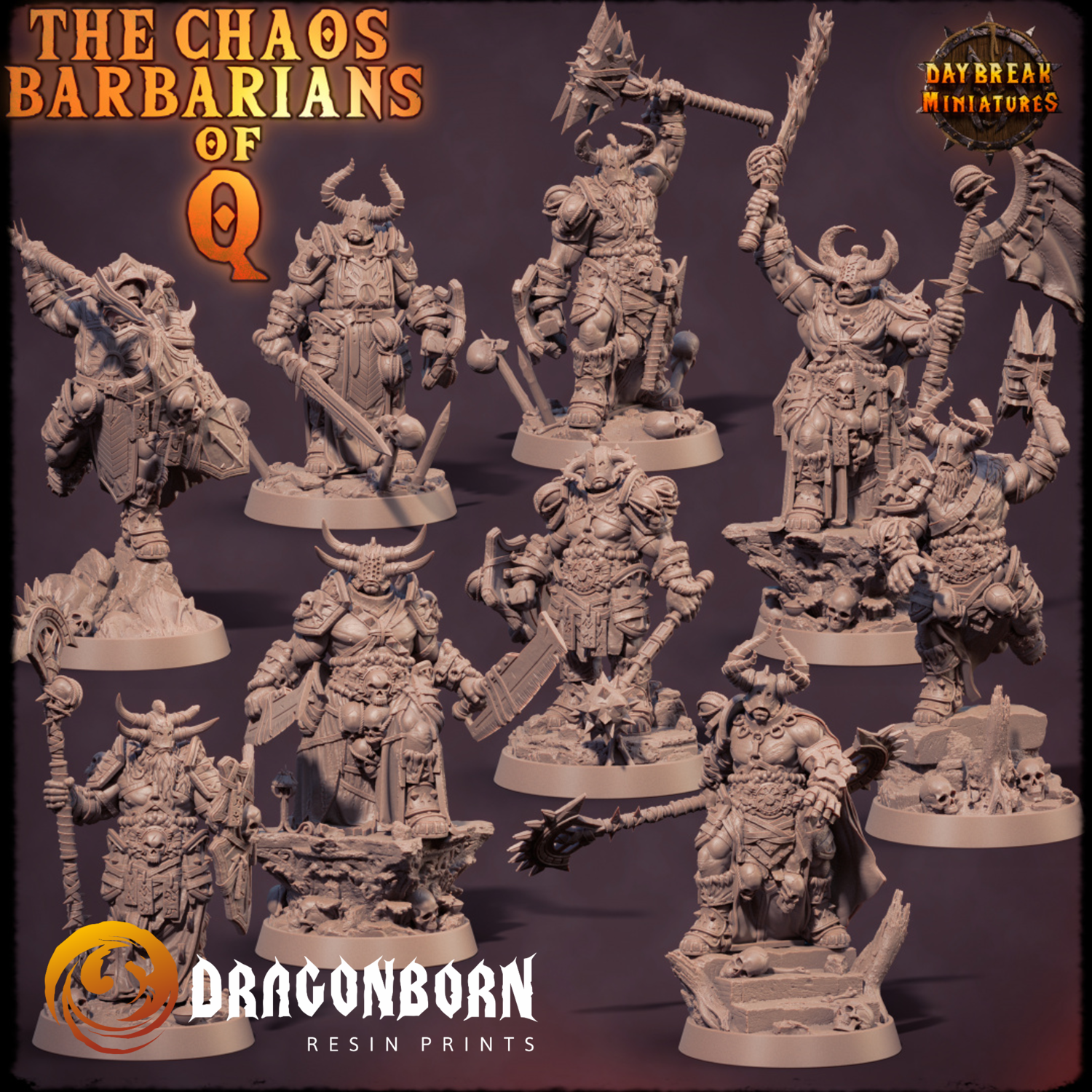 The Chaos Barbarians of Q Set - DnD RPG Wargaming Miniatures