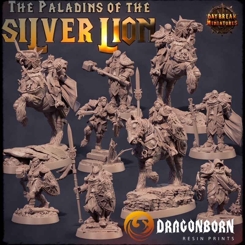 The Paladins of the Silver Lion Set - Warriors DnD RPG Wargaming Miniatures