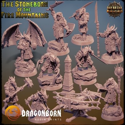 The Stoneborn of the Fire Mountains Set - Dragonborn DnD RPG Wargaming Miniatures