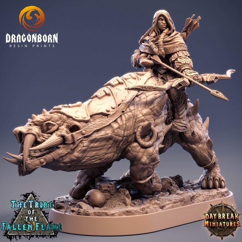 Hedlana the Impaler on Tuskerbeast - Hobgoblin DnD RPG Wargaming Miniatures